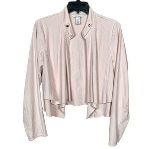 White House Black Market Lightweight Faux Suede Jacket Size 10 Blush Pink